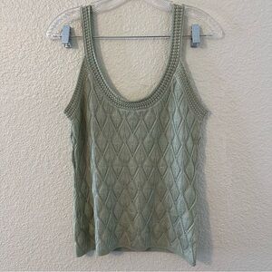 White House Black Market Sage Green Boho Textured Women’s Knit Tank Top